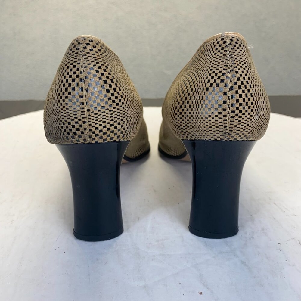 Sergio Cerruti Roma Womens Gold Leather Square Toe Heels,Size 41,Preppy - Picture 7 of 13
